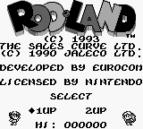 Rod Land: Collector's Edition title screen for GameBoy